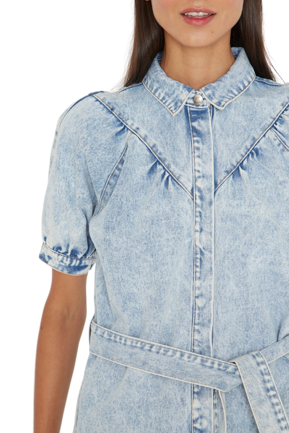 Vestido Denim manga corta azul