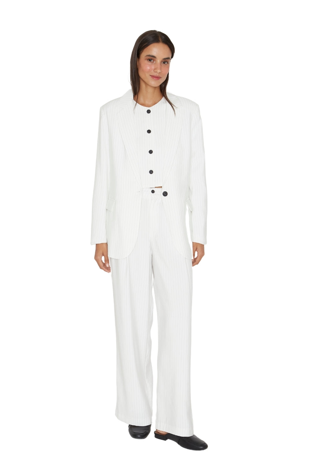 Blazer Oxford rayas blanco