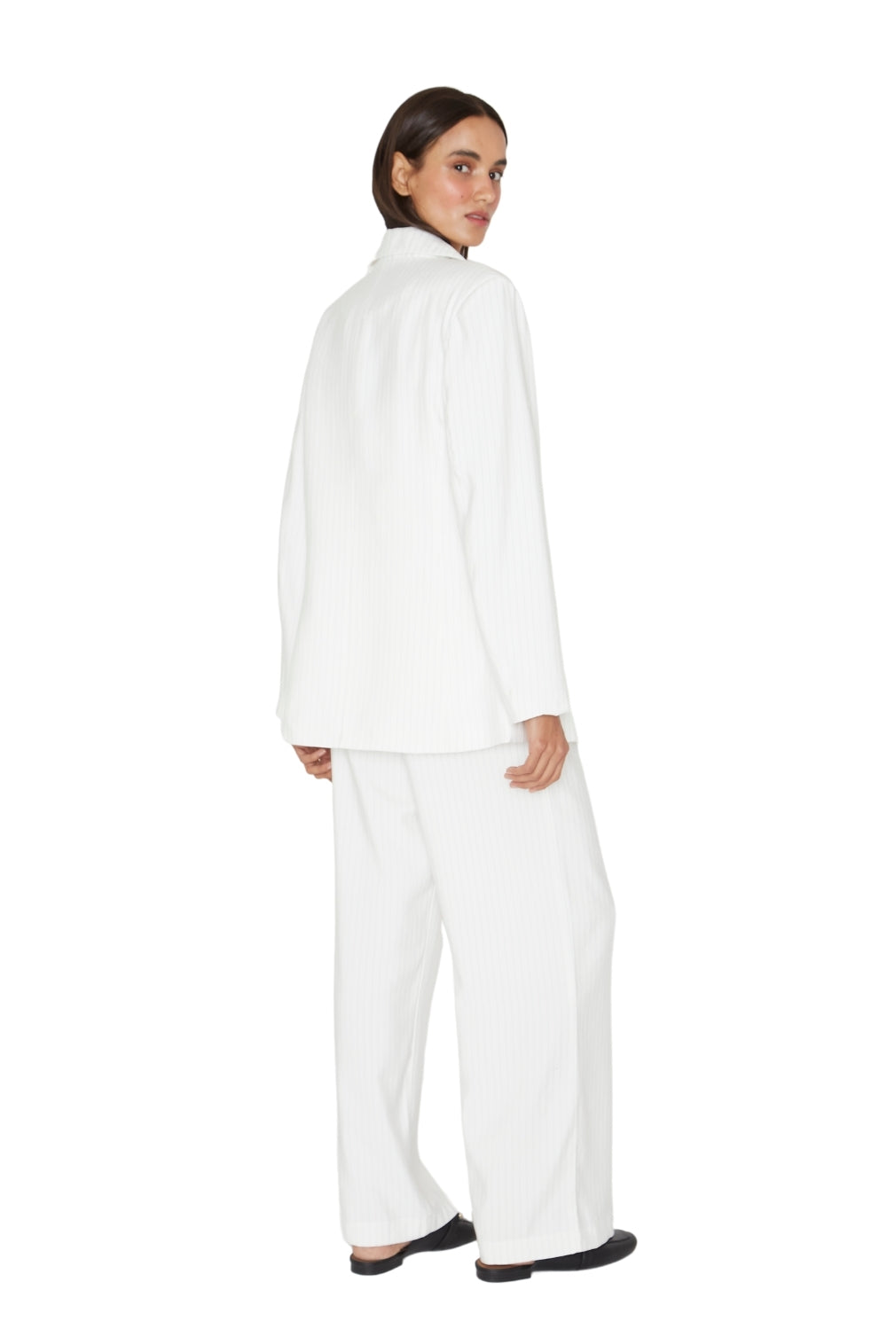 Blazer Oxford rayas blanco