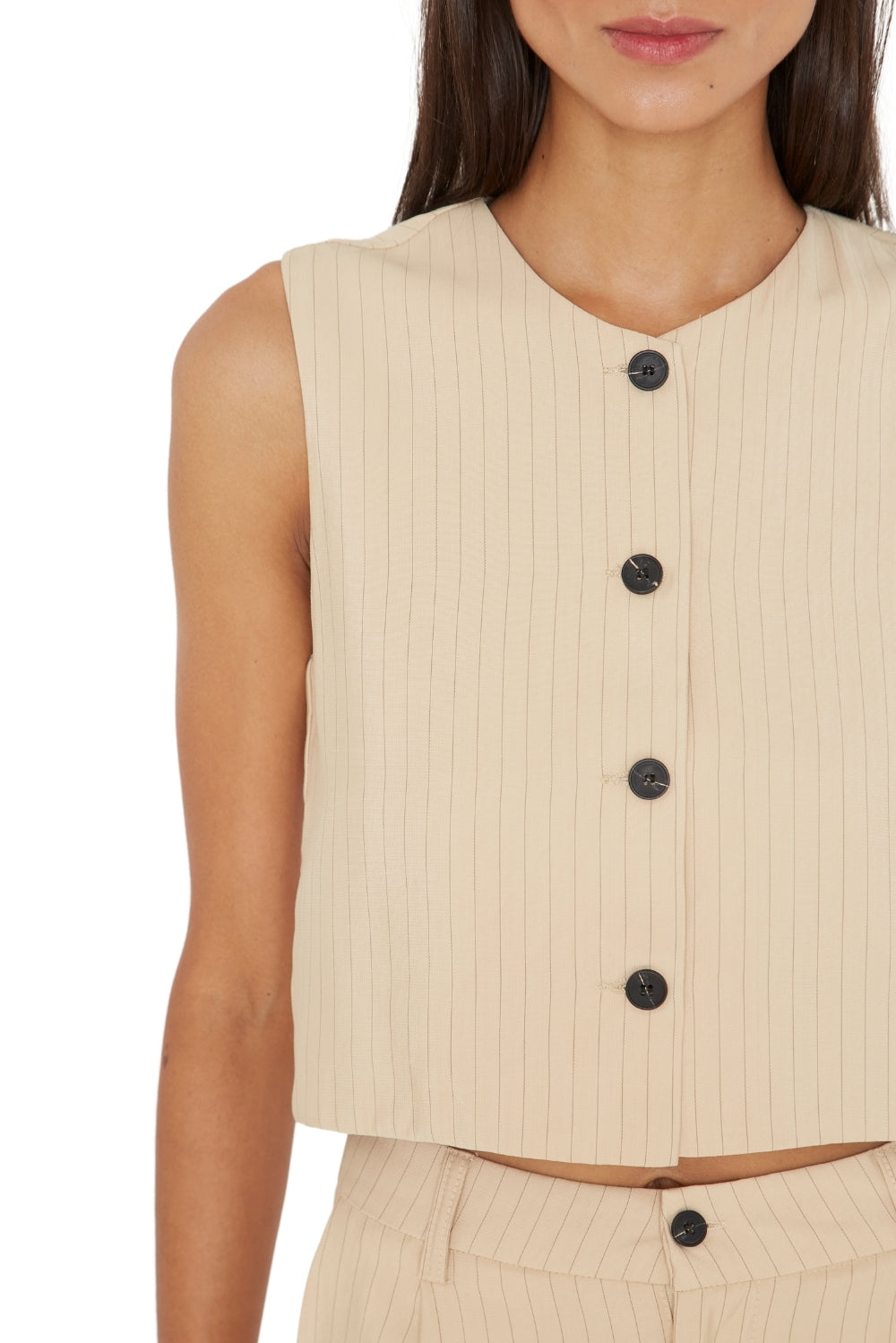 Vest Oxford rayas crudo