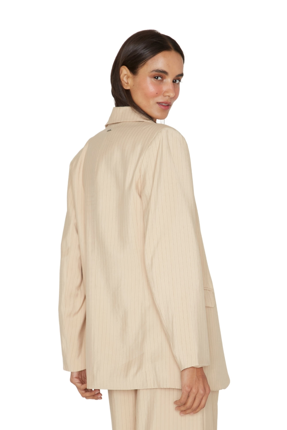 Blazer Oxford rayas crudo