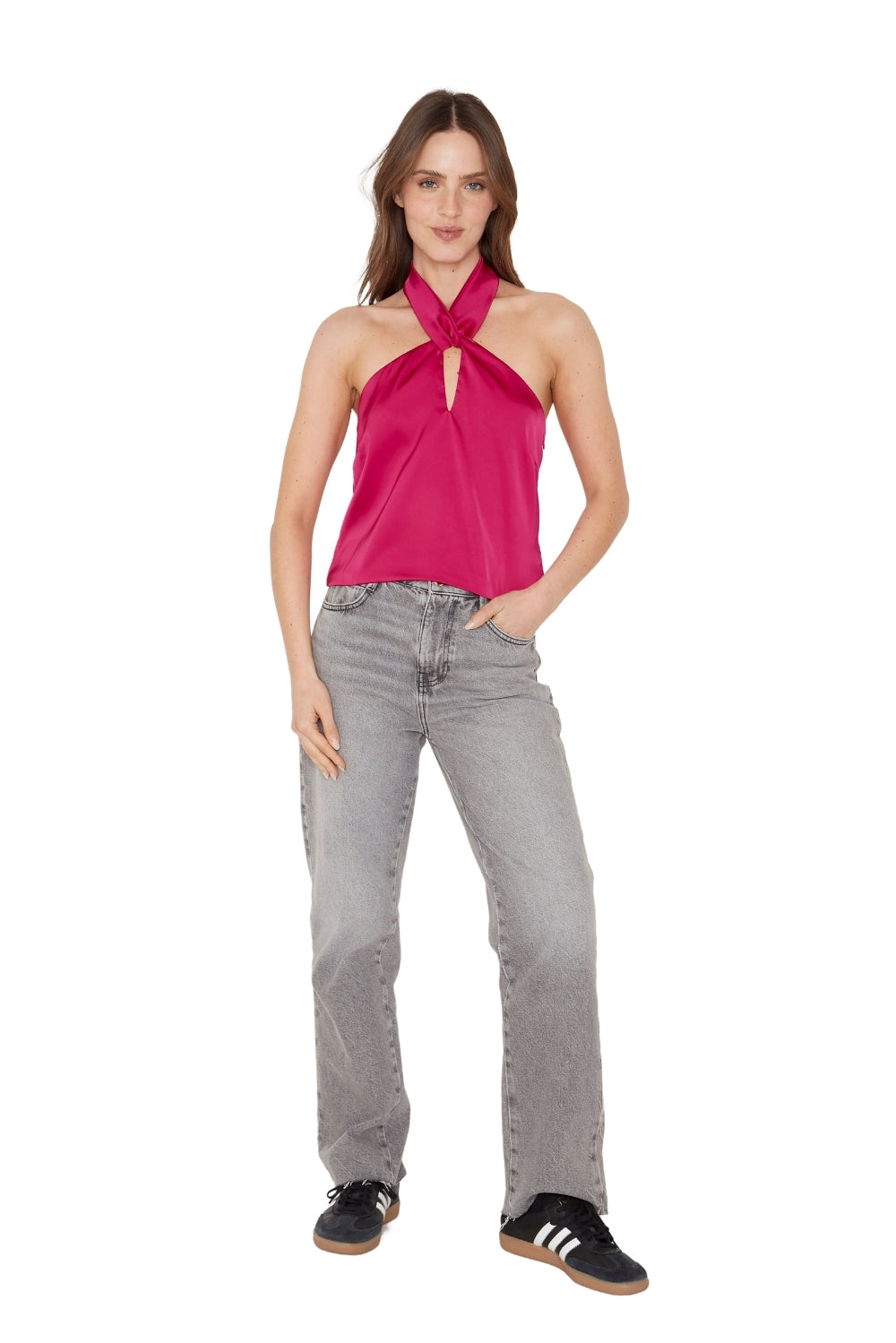Blusa Elisa satin fucsia