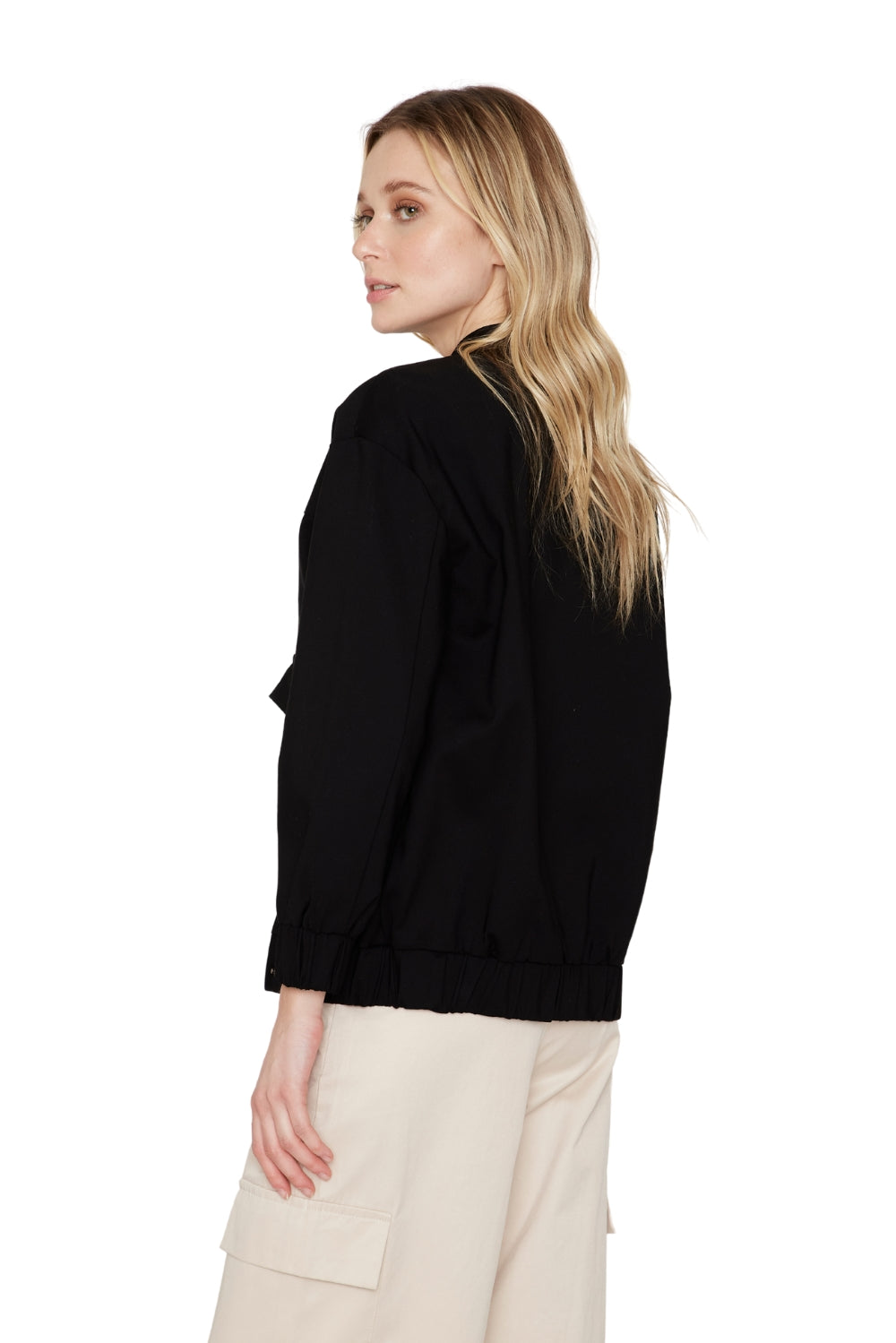 Chaqueta Bomber manga larga negra