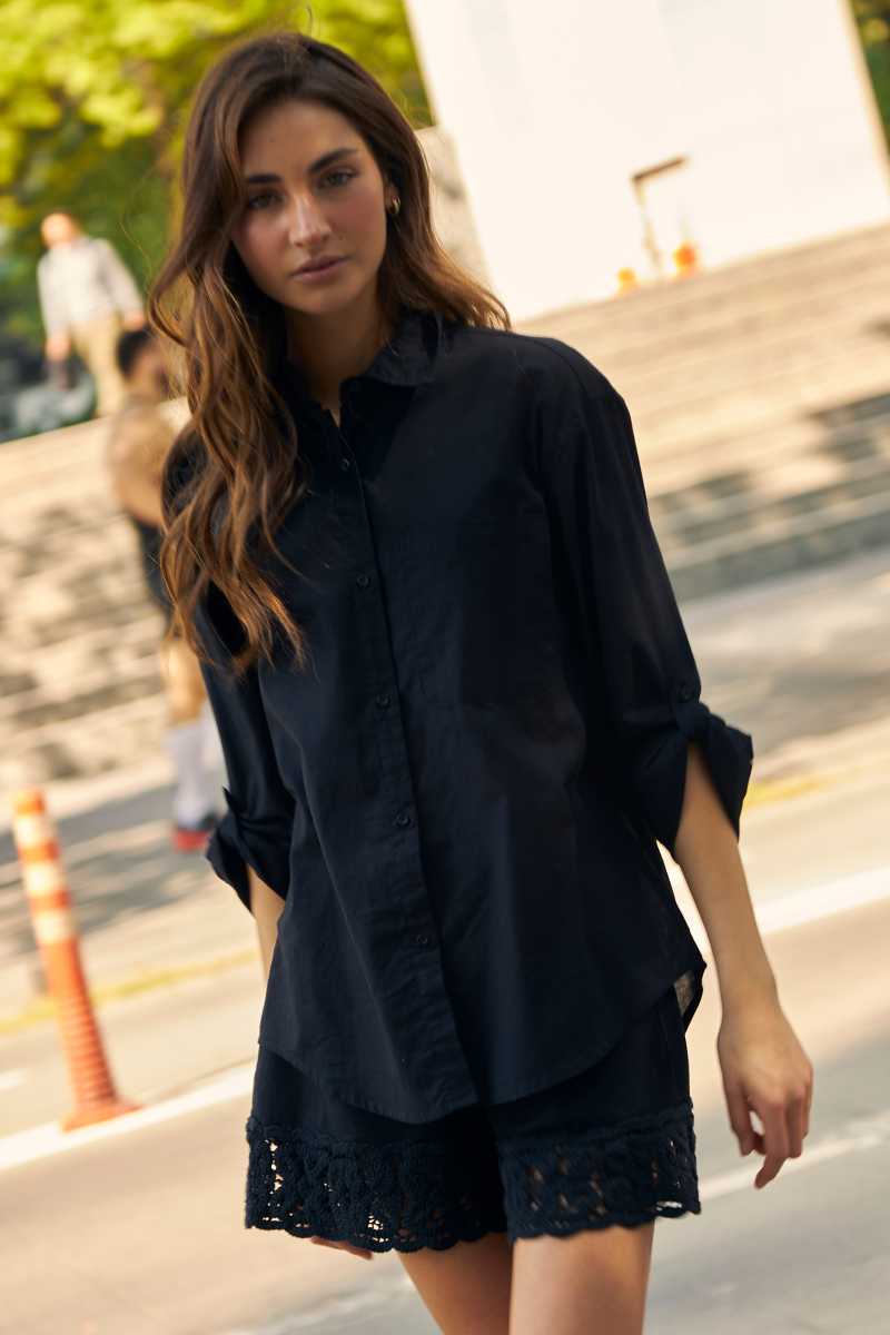 Blusa Lino Ame negra