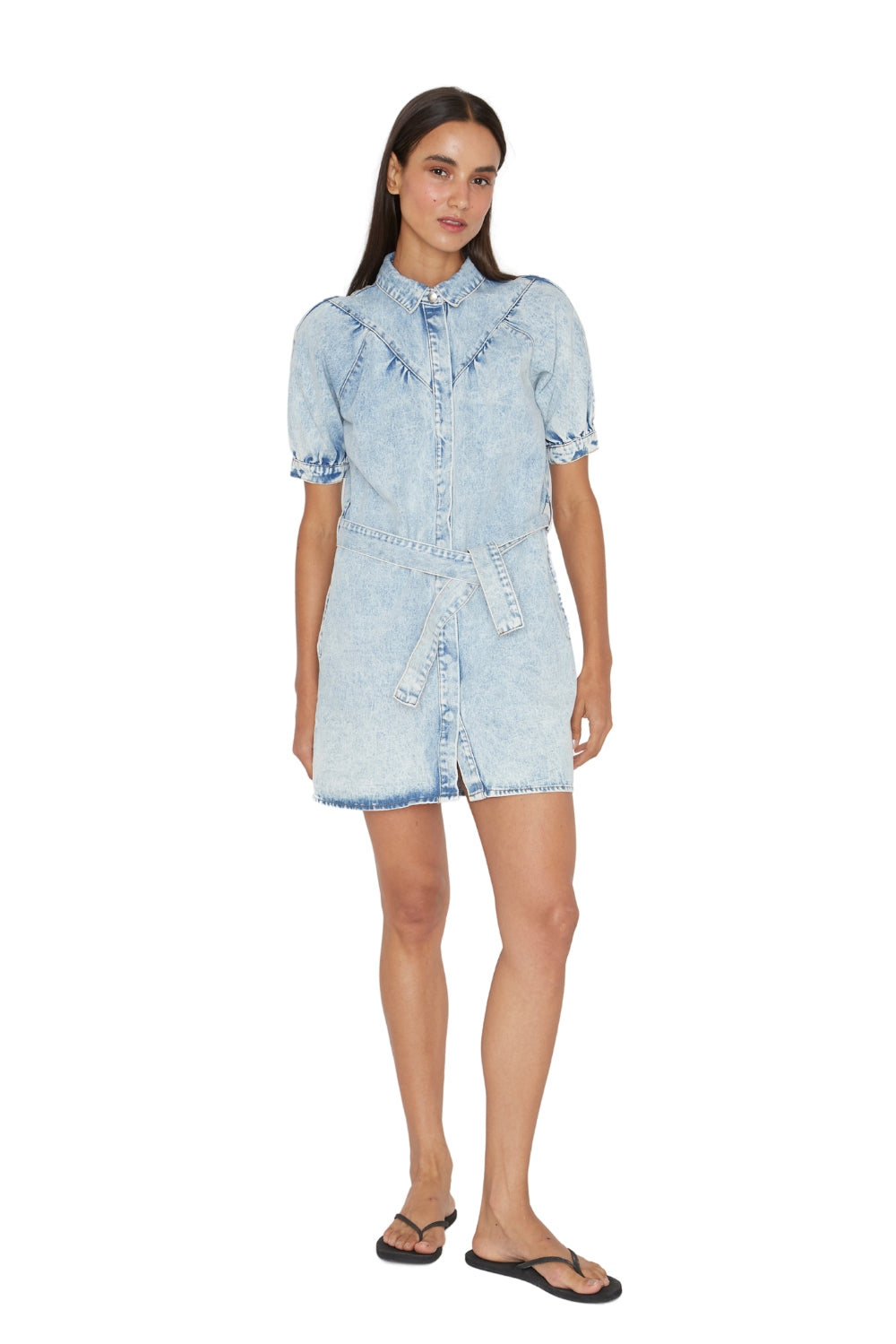 Vestido Denim manga corta azul