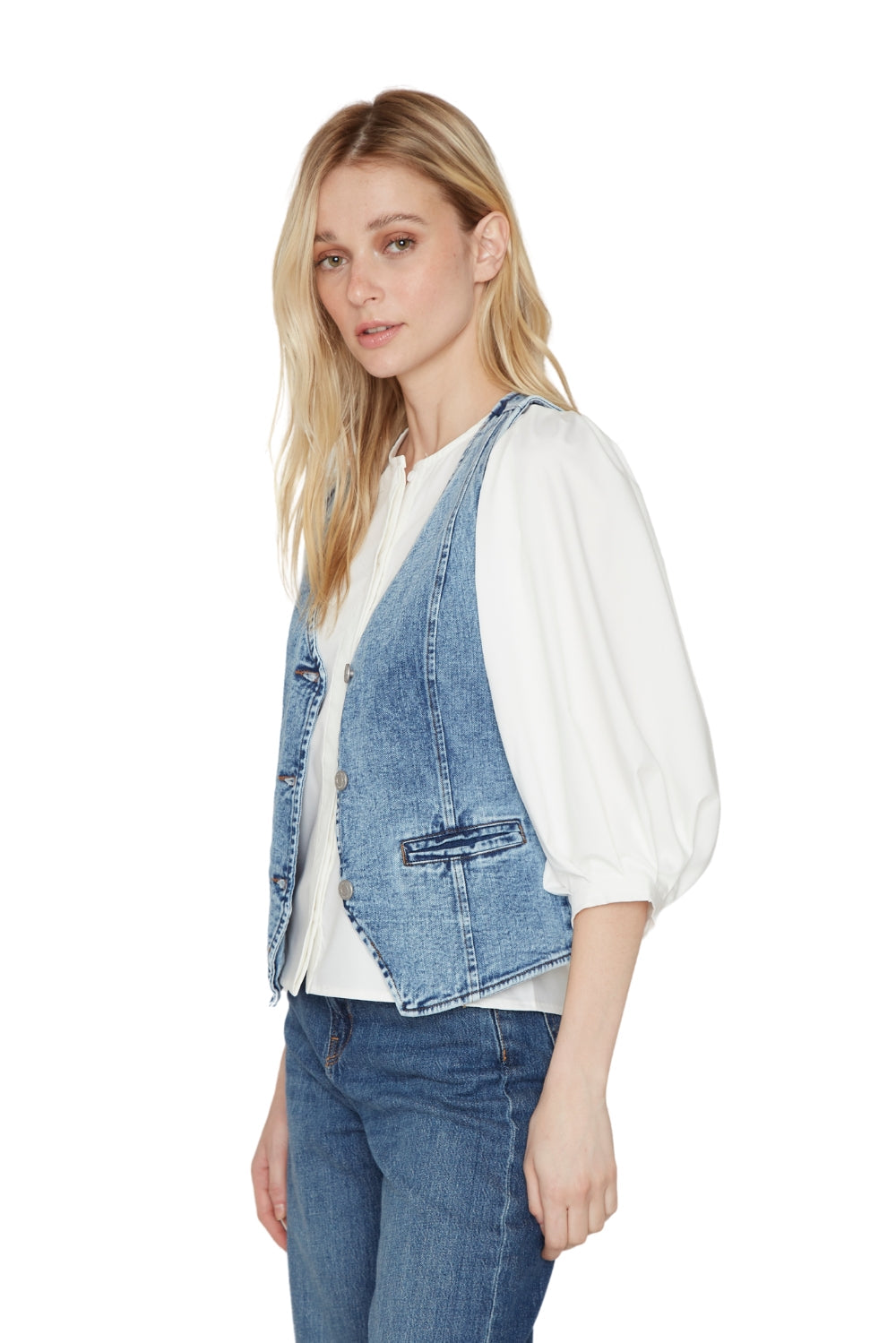 Vest denim azul