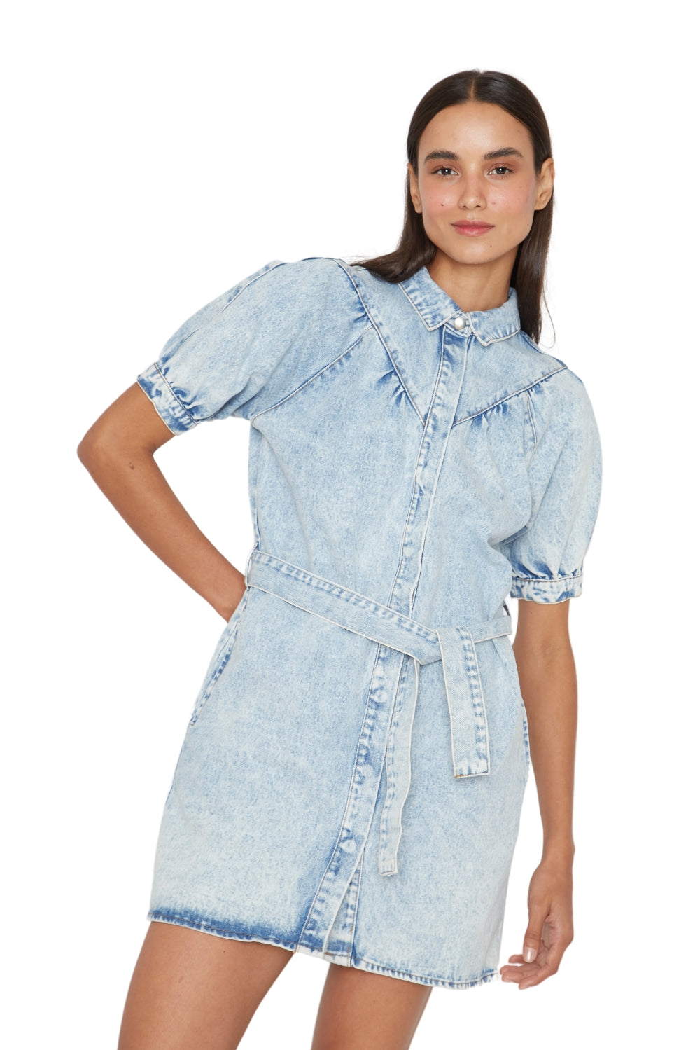 Vestido Denim manga corta azul