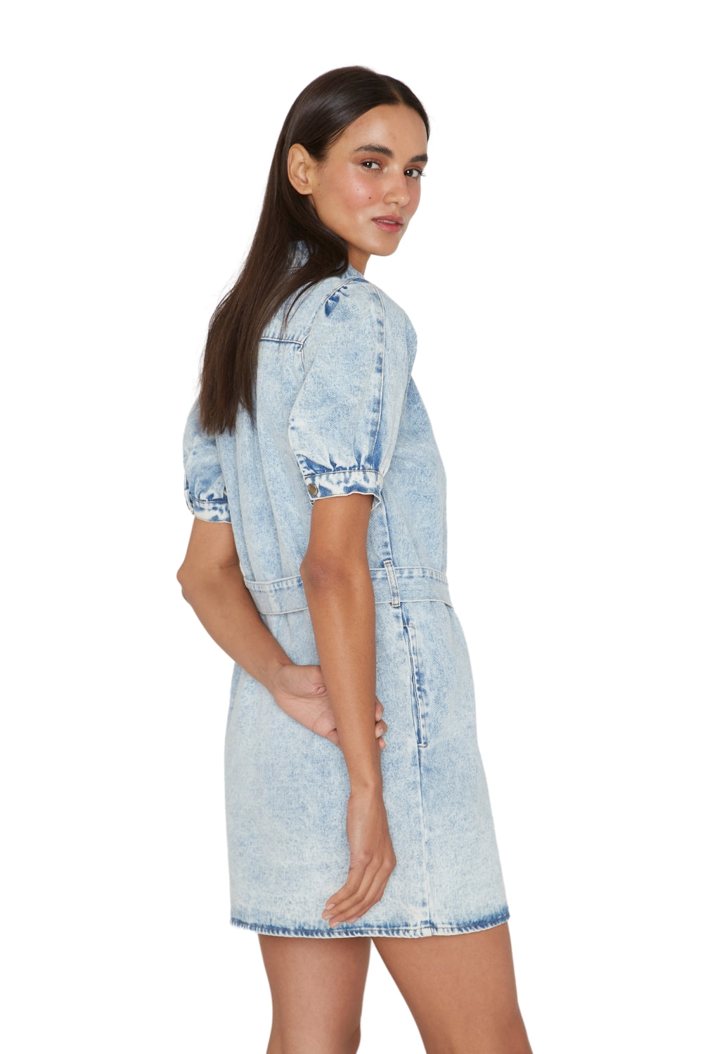 Vestido Denim manga corta azul