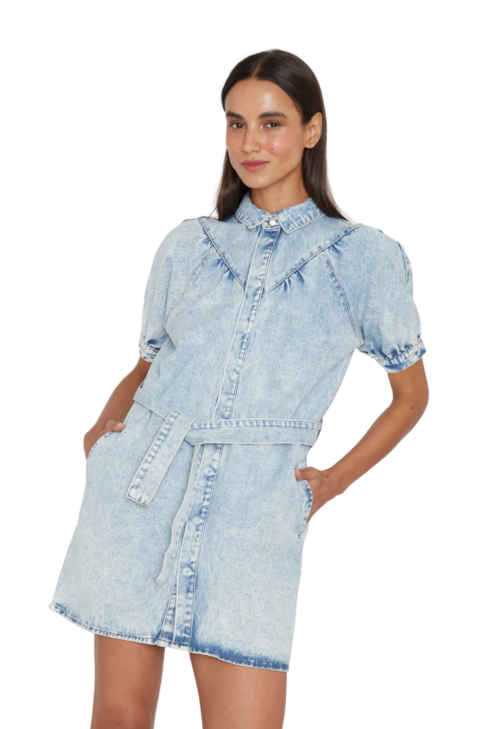 Vestido Denim manga corta azul