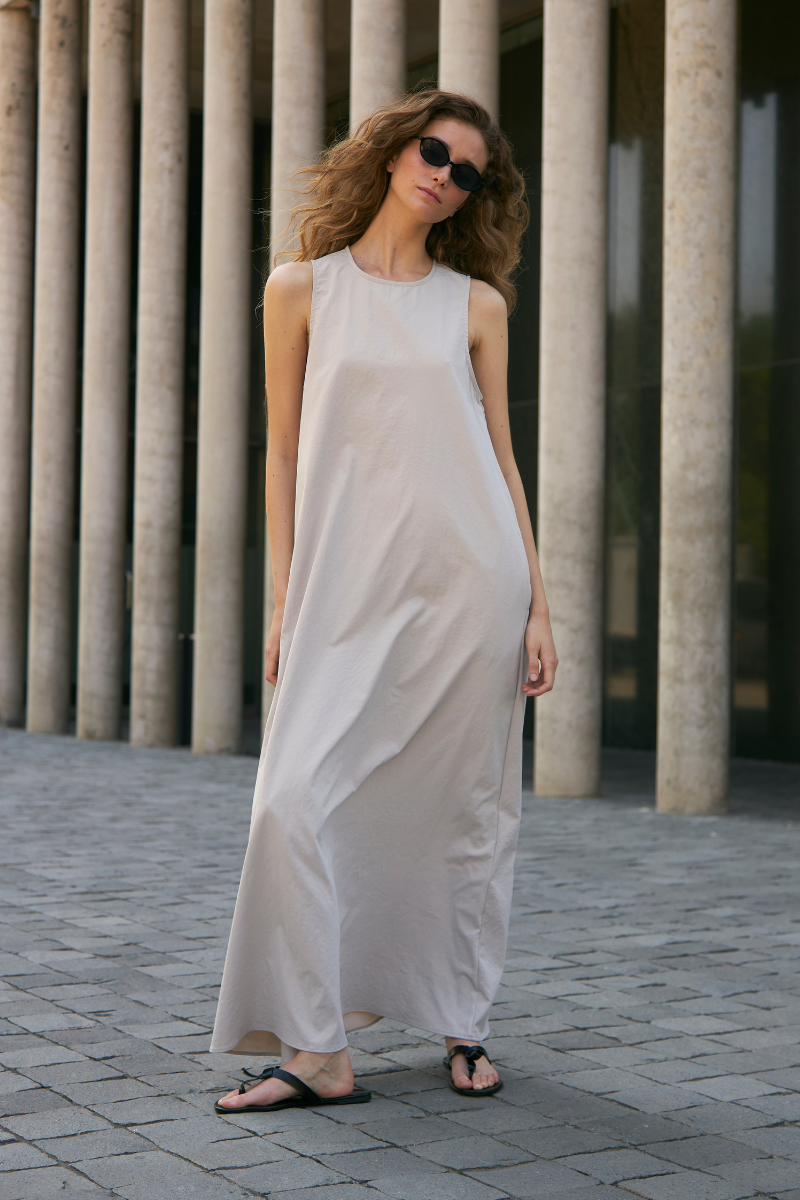 Vestido Elena Largo crudo